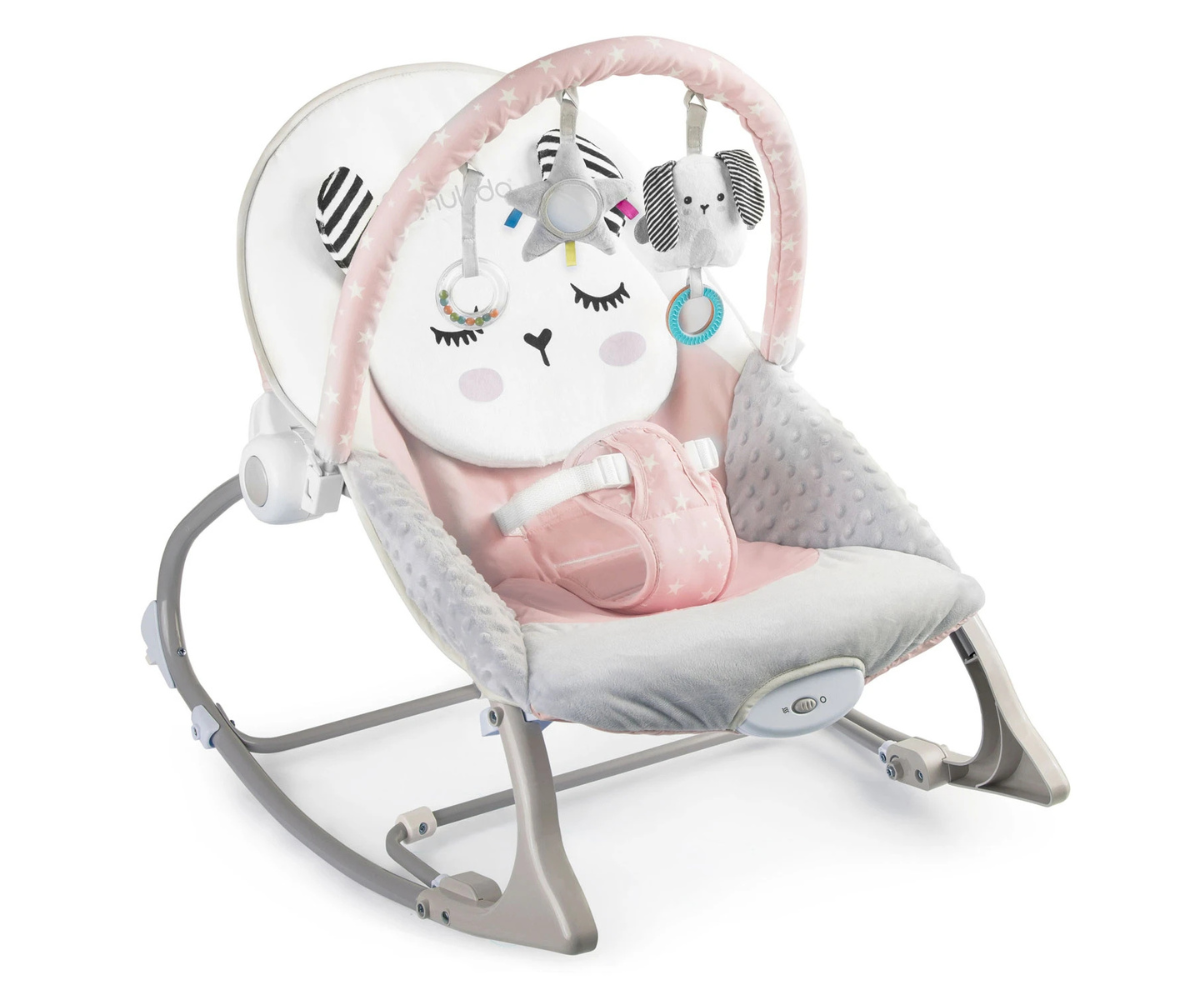 Roosa beebi lamamistool vibratsioonifunktsiooni ja õrna kiikumisega