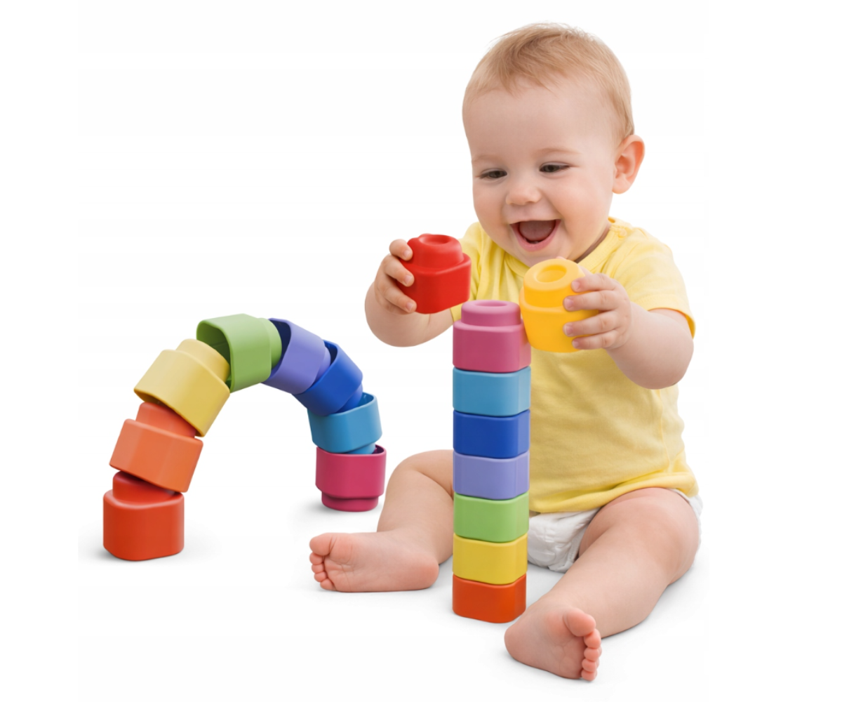 Clementoni sensoorsed ehitusklotsid beebile praktilise hoiukarbiga