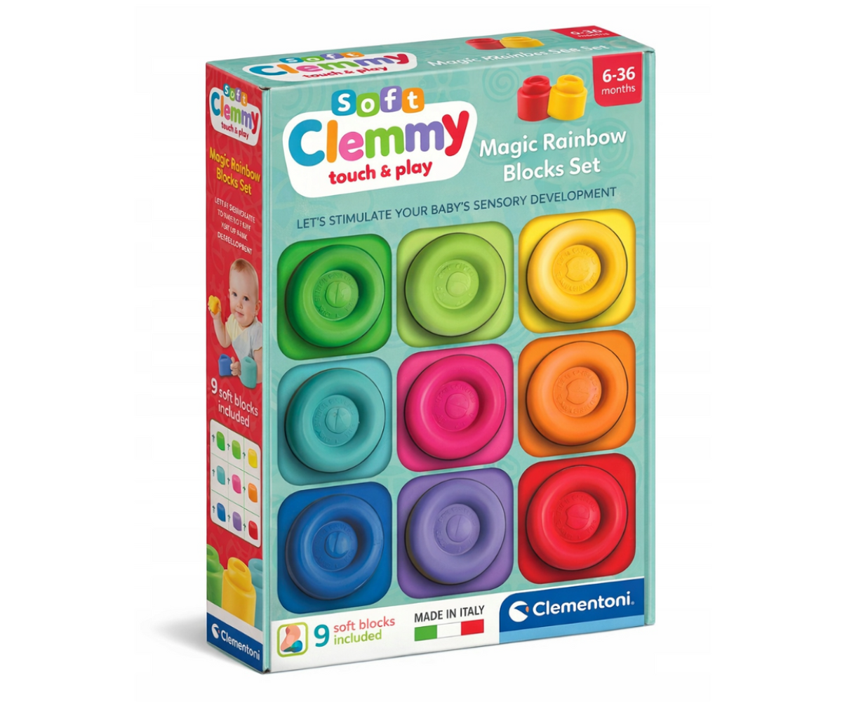 Clementoni Clemmy pehmed sensoorsed klotsid 9 tk maagilise vikerkaare komplektis