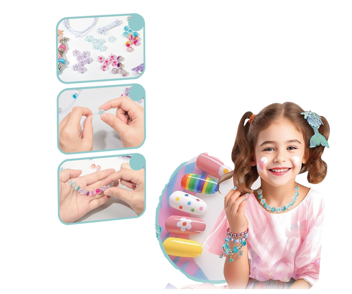 Laste meisterdamiskomplekt pärlite, käevõrude ja juukseklambriga