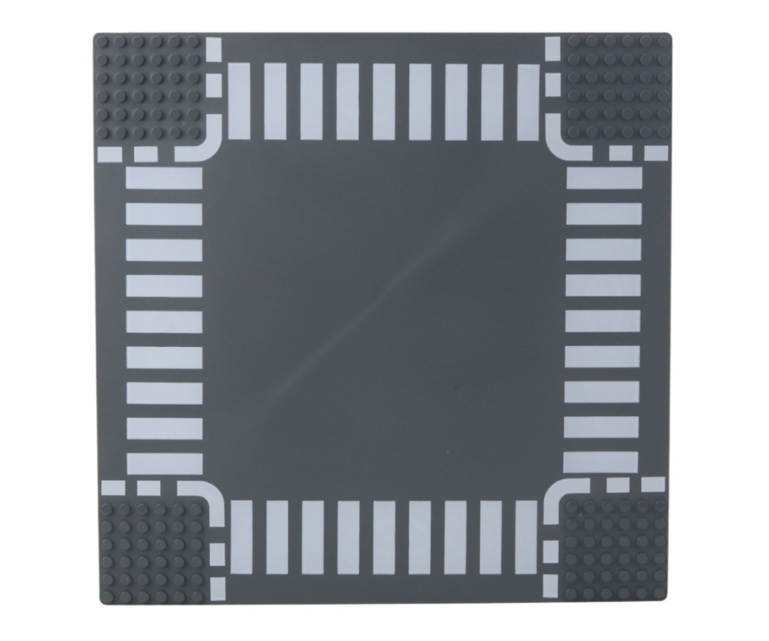 Ristmikuga ehitusalus lapsele linnade ja liiklusmängude loomiseks