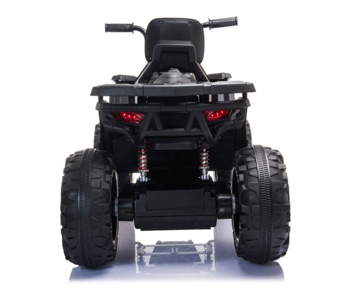 Musta värvi laste ATV esitulede, tagatulede ja ökonahast istmega