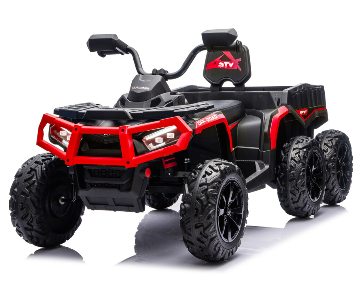 Kuue rattaga laste elektriline ATV haagisega ja turvavööga