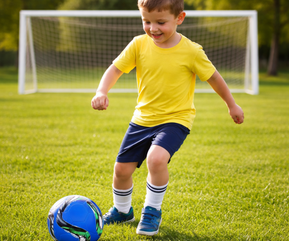 Roheline jalgpall lilla ja sinise graafikaga aktiivseks õuemänguks