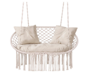 Kahekohaline rippkiik võrguga + seljatoega pehmendus kuni 300kg - kreemikas