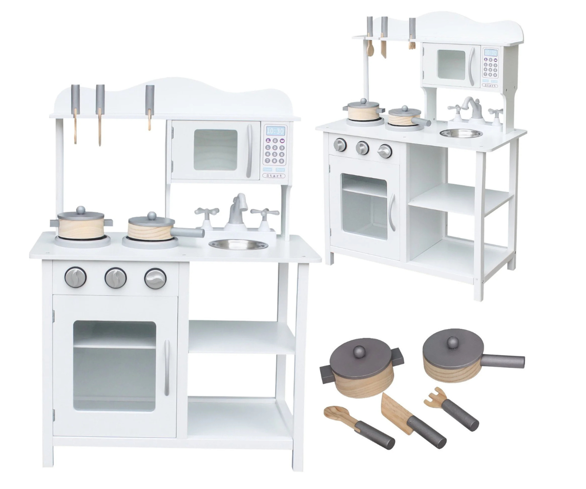 Mänguköök RoGer Wooden Kitchen RO-WOOD-KITCH valges värvitoonis