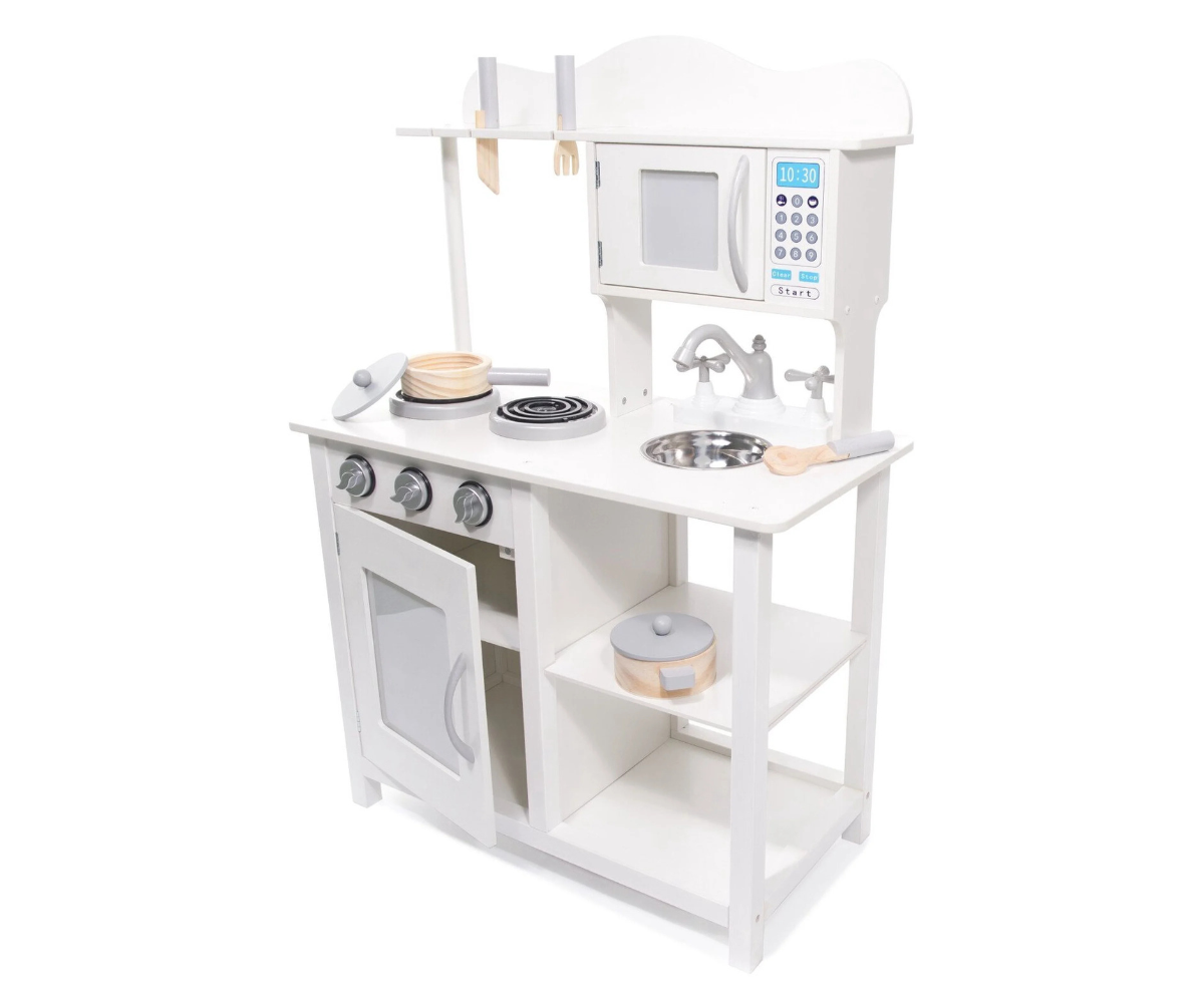 Valge laste mänguköök loovaks köögimänguks ja kujutlusmänguks
