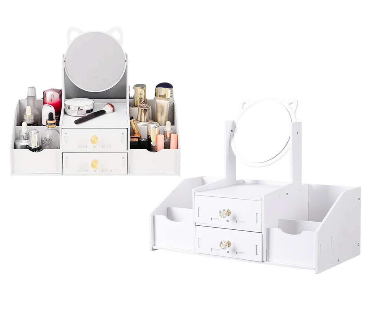 Laste tualettlaud peegli ja sahtlitega väikeste esemete hoiustamiseks