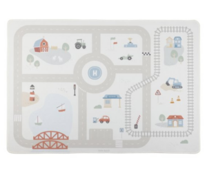 Liikluslinnaku teemaline mängumatt Little Dutch sõidukitega kombineerimiseks