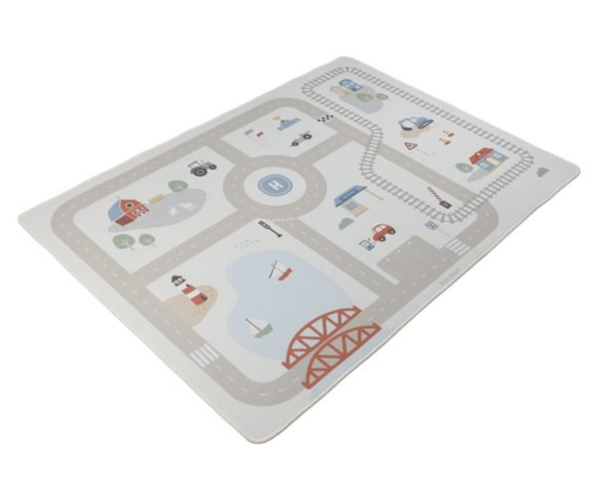 Laste mängumatt teede ja raudteega loovaks mänguks kodus