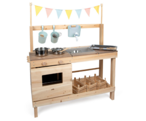 Laste mänguköök ja pood aeda praktilise hoiuruumiga