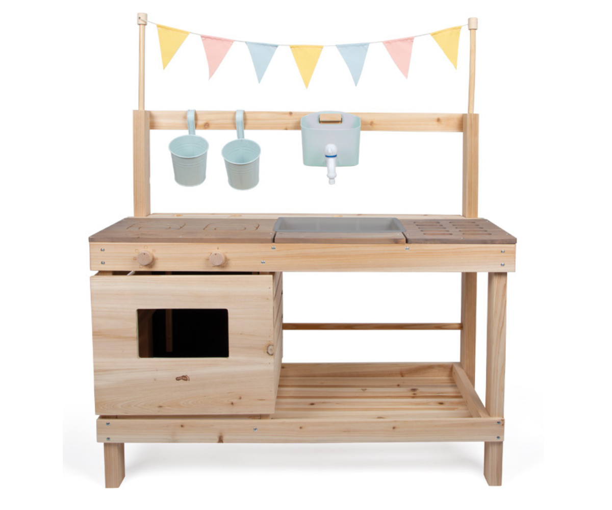 Puidust 2in1 mudaköök lastele aktiivseks õuemänguks