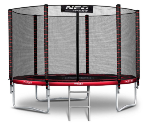 Neo-Sport batuut 312 cm must/punane koos ohutusvõrgu ja redeliga vaade eest