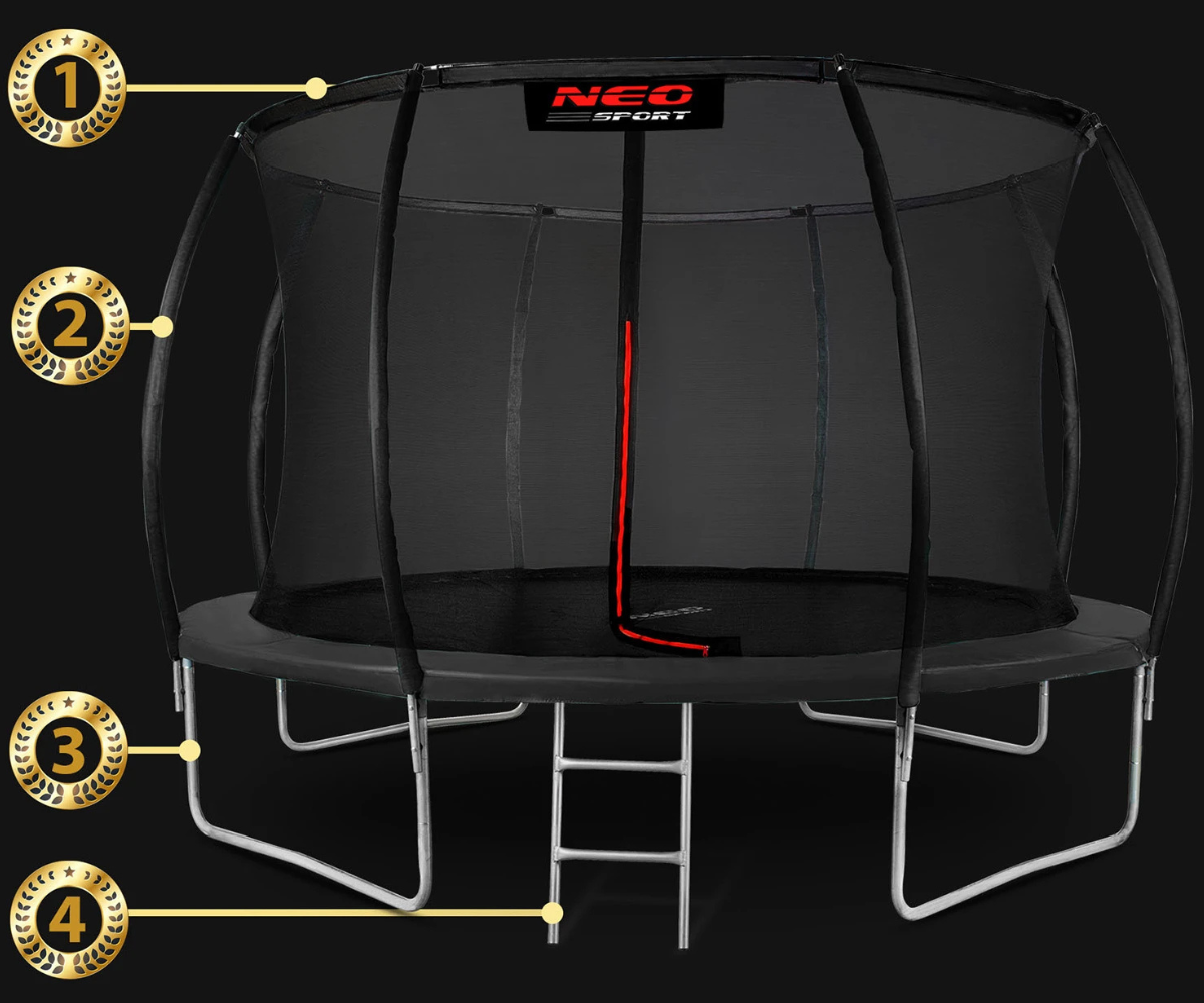 14 ft batuut sisemise kaitsevõrguga turvaliseks hüppamiseks.