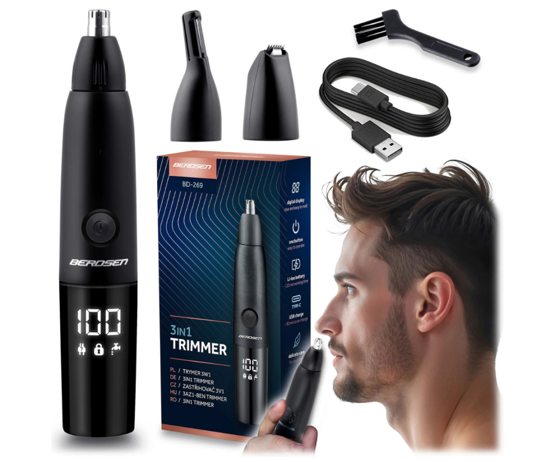 Kompaktne Berdsen BD-269 nina- ja kõrvakarvade trimmer reisile ja koju