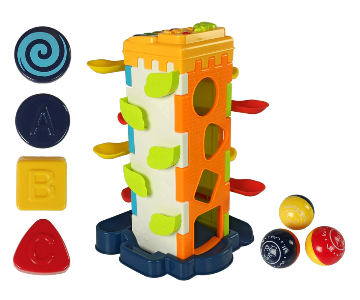 Värviline õuemänguasi pallide, sorteri ja helidega lapsele