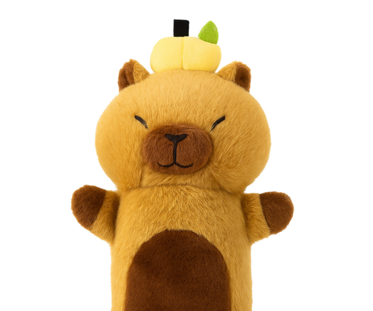 Plüüsist kapibaara padi puuviljaga 65 cm pruunis värvitoonis