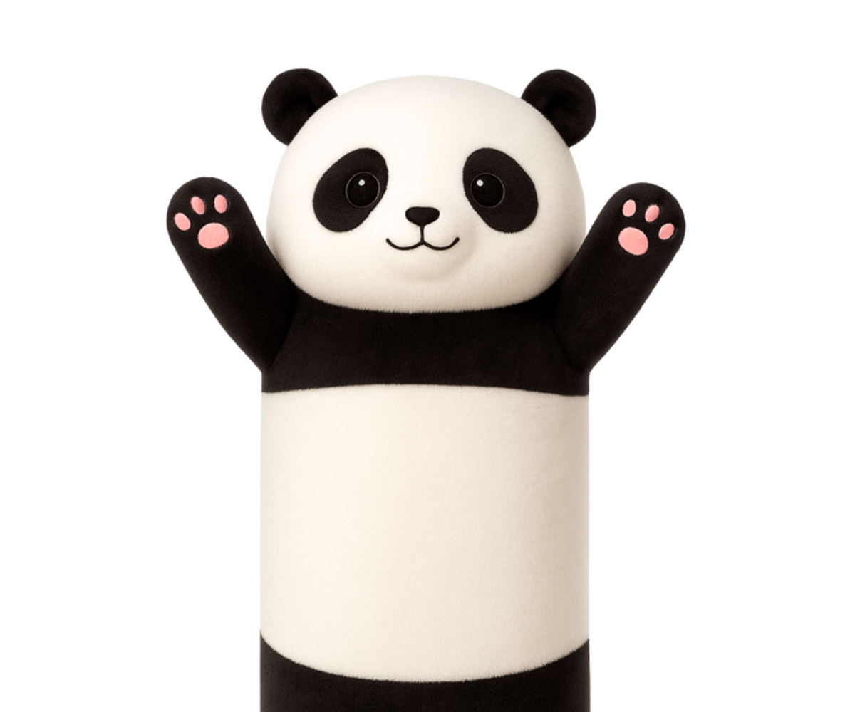 Pehme panda kujuline pikk plüüsist padi kaisutamiseks ja puhkamiseks