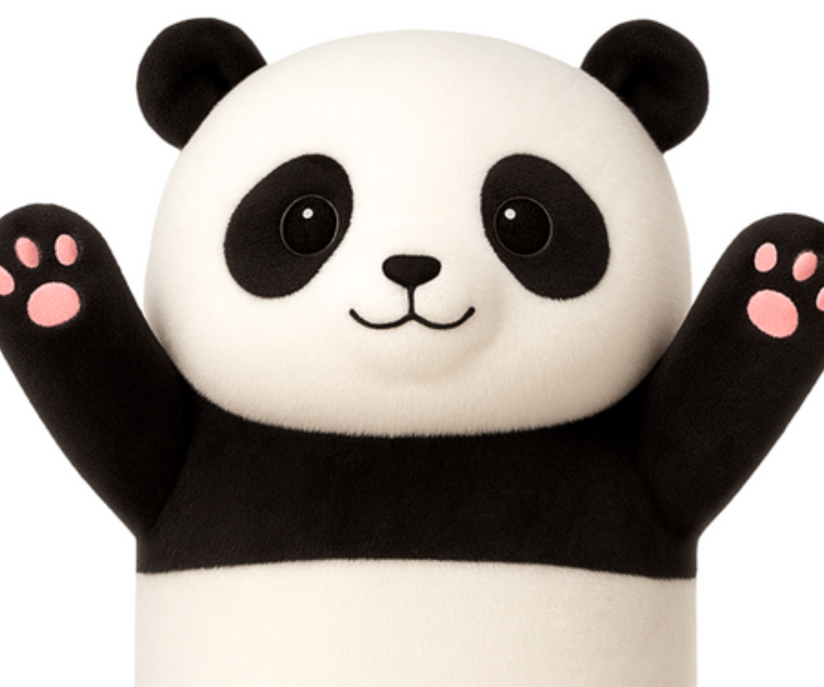 Plüüsist panda padi 70 cm mustvalge rullikujulise disainiga