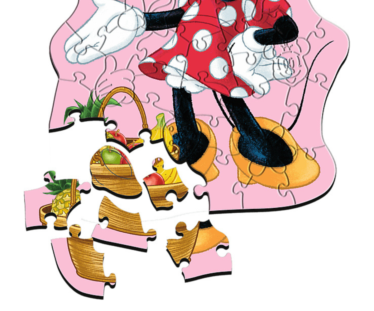 Puidust kontuurpusle 50 osa Minnie Mouse’i rõõmsa pildiga