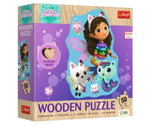 Arendav puidust kontuurpusle Gabby teemal väikesele puslefännile