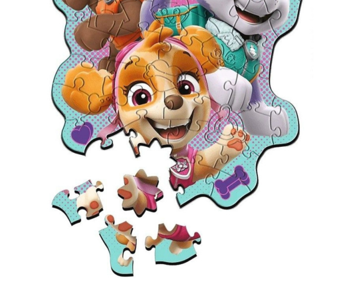 Puidust kontuurpusle 50 osa rõõmsa kutsikate seltskonna pildiga