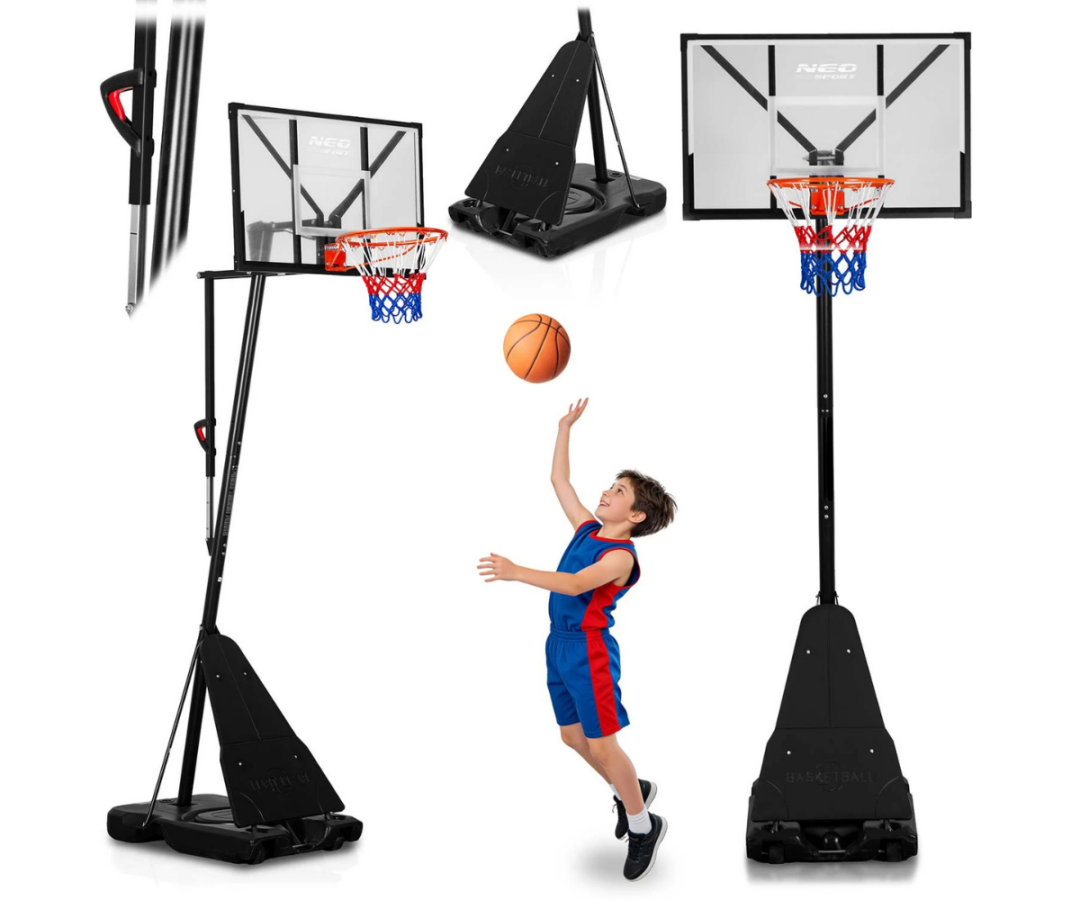 Neo-Sport NS-284 mobiilne korvpallikorv, lihtne paigaldada ja kasutada.