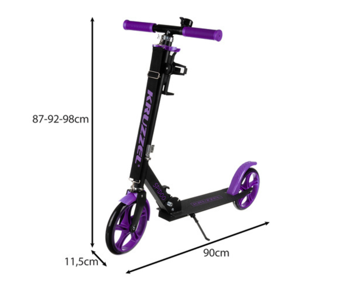 Laste linnatõukeratas suurte rataste ja tagumise jalgpiduriga