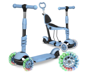 Tõukeratas lükkevarrega Ricokids Todi 3in1 LED (sinine) 12+ kuud