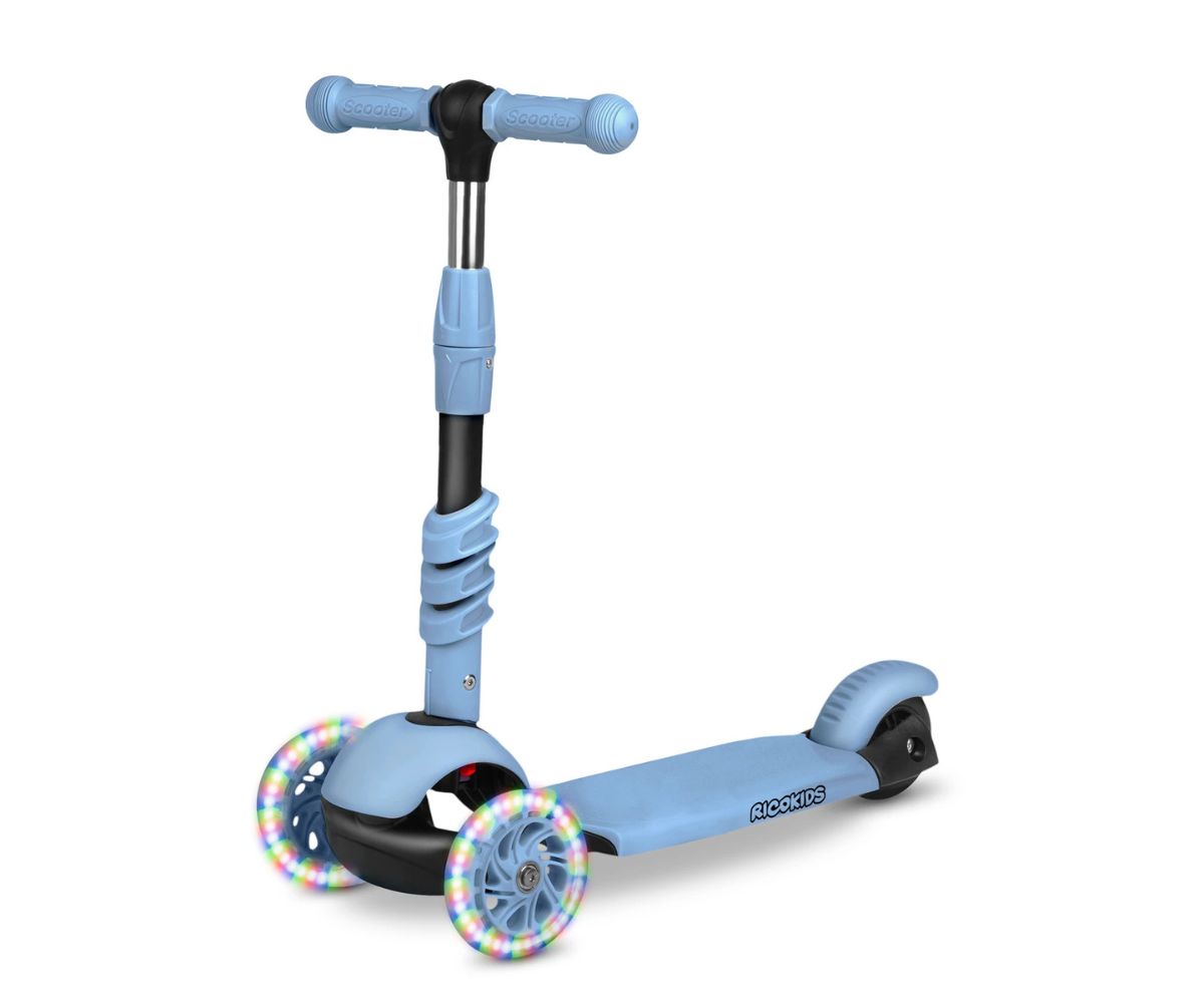 Tõukeratas lükkevarrega Ricokids Todi 3in1 LED (sinine) 12+ kuud