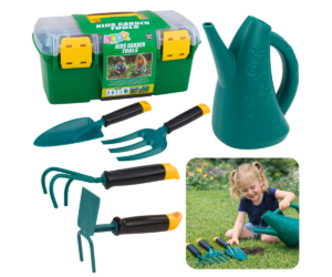 Laste aianduskomplekt kastekannu, kõbla ja aiakahvliga
