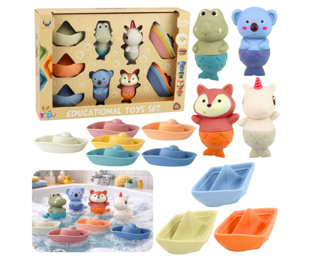 Vannimänguasjade komplekt lapsele lõbusaks ja arendavaks veemänguks