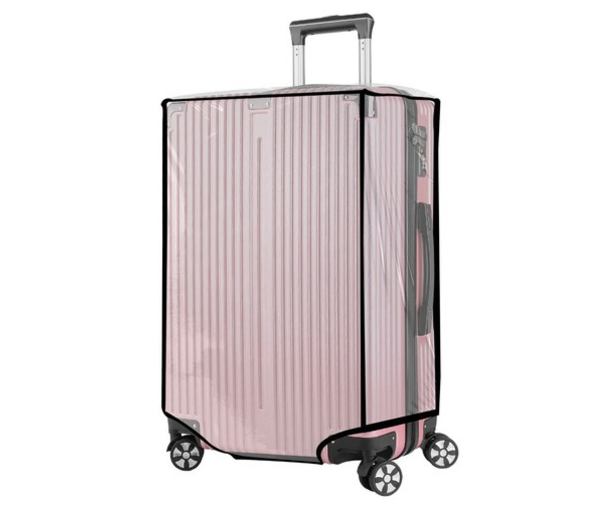 Roosa läbipaistev kohvrikate L – Trizand 23922, ideaalne suvel reisimiseks.