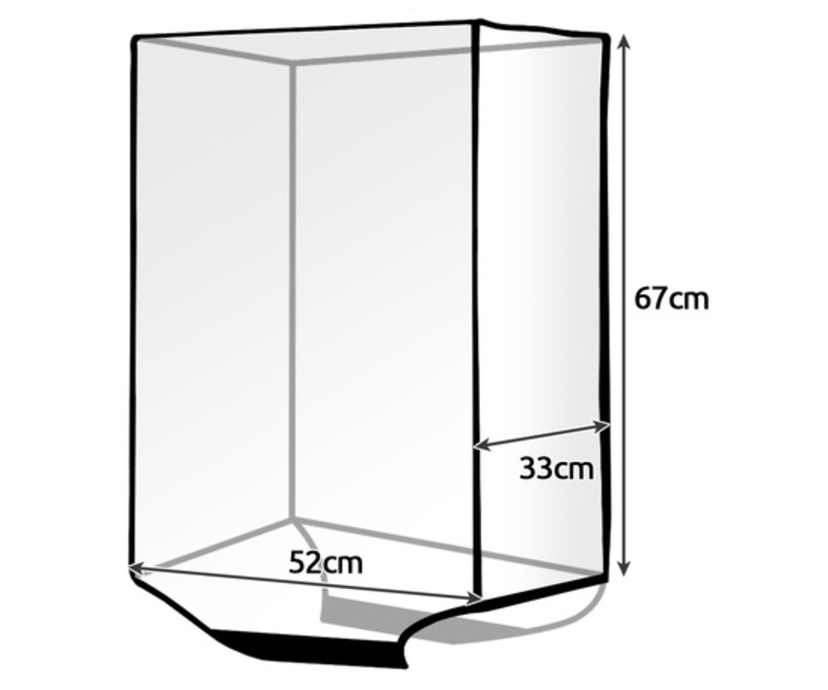 Läbipaistev kohvrikate L – Trizand 23922, mõõdud 52cm x 33cm x 67cm.