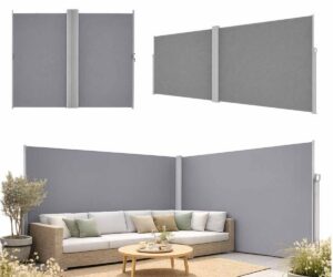Külgmarkiis terrassile 180x620cm - hall, erinevad vaated koos mööbliga.