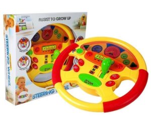 Beebi hariv rool helide ja valgusega, pakend ja rooli detaile.