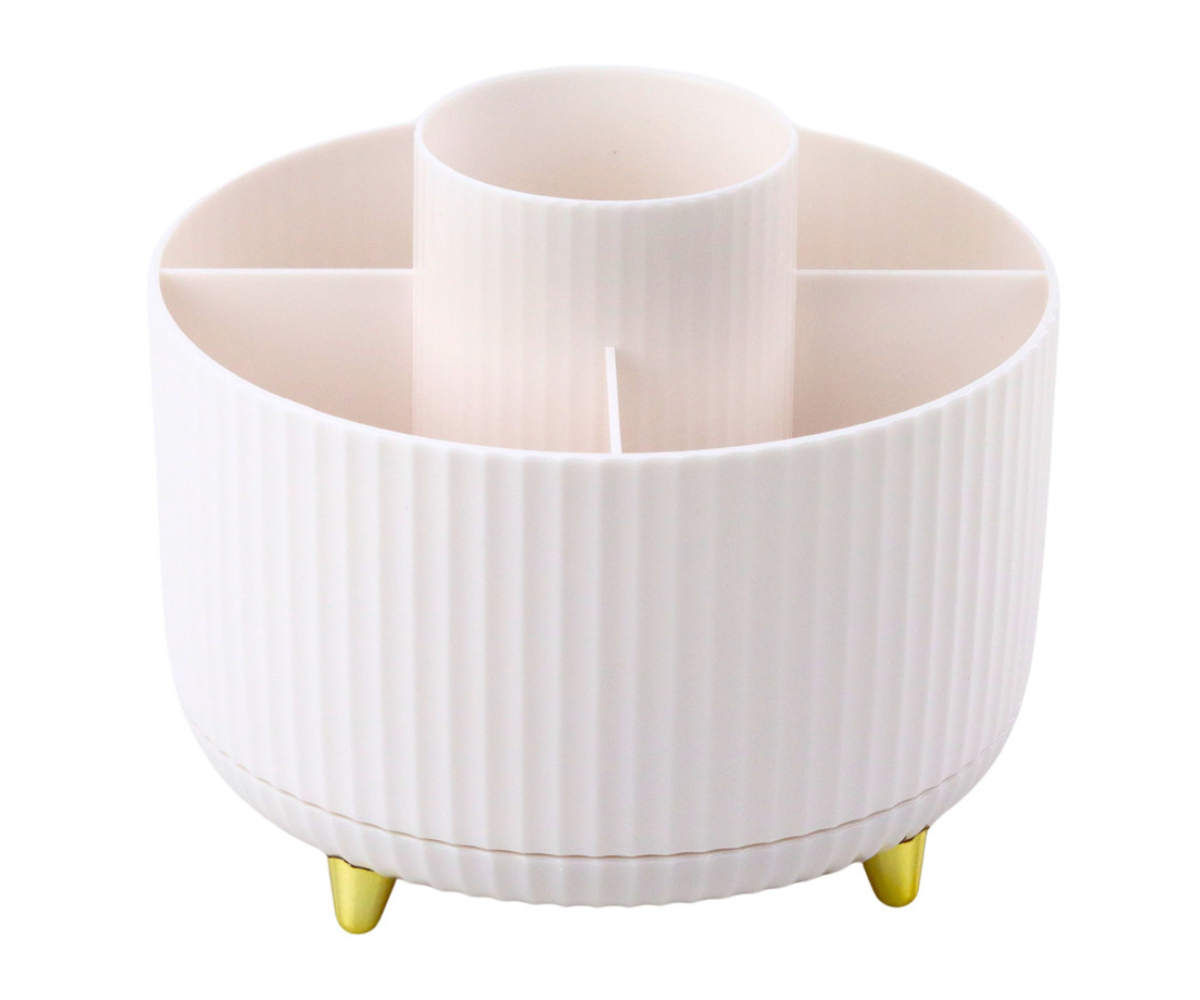 Valge meigipintslite hoidja pöörleva alusega