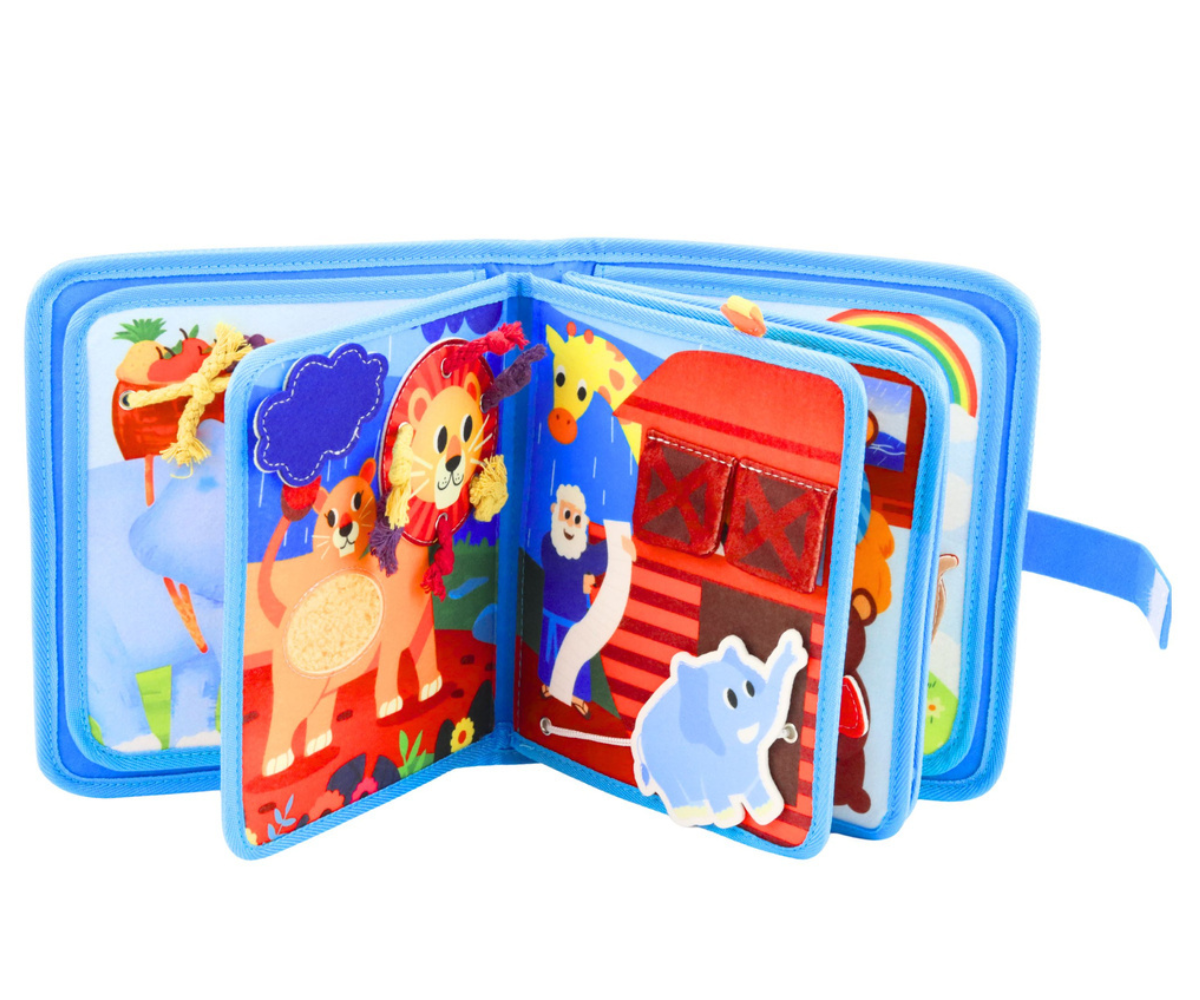 Sensoorne vildiraamat lapsele värvide, kujundite ja loomade õppimiseks