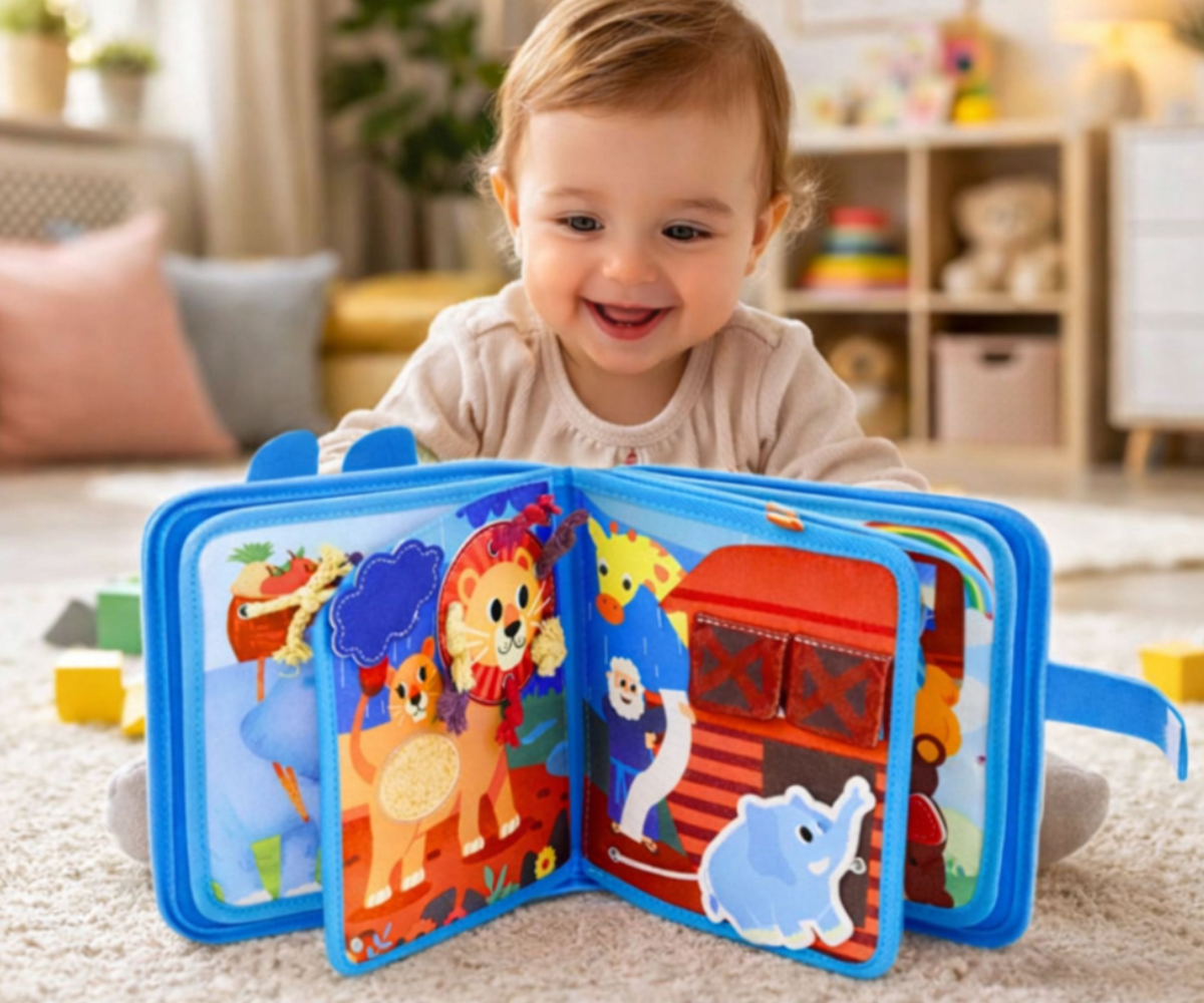 Vildist sensoorne õpiraamat lapsele loomade ja Noa laeva teemaga