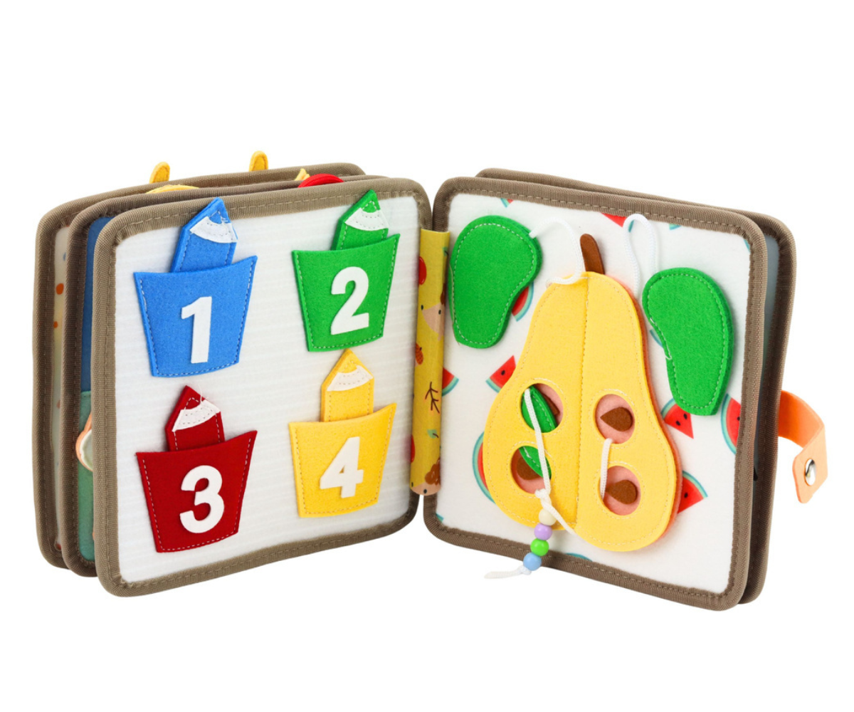 Pehme õpiraamat liigutatavate detailidega väikelapsele