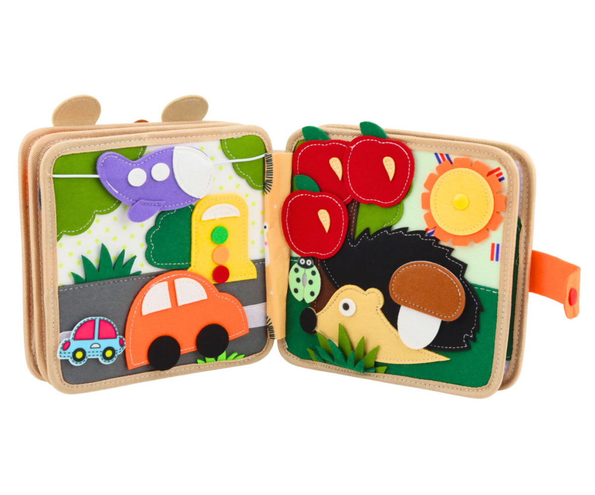 Pehme õpiraamat liigutatavate detailidega väikelapsele