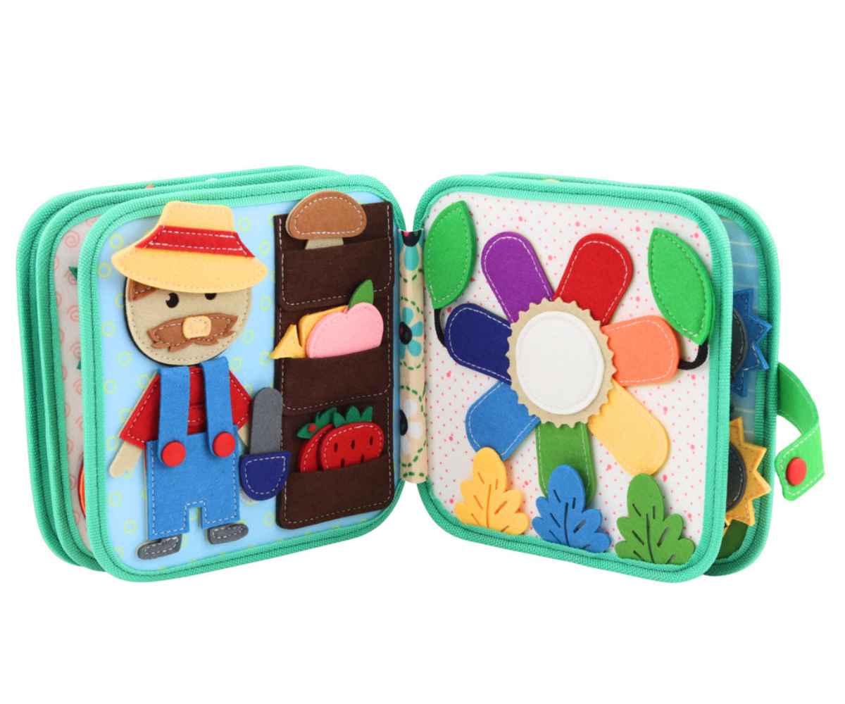 Pehme õpiraamat liigutatavate detailidega väikelapsele