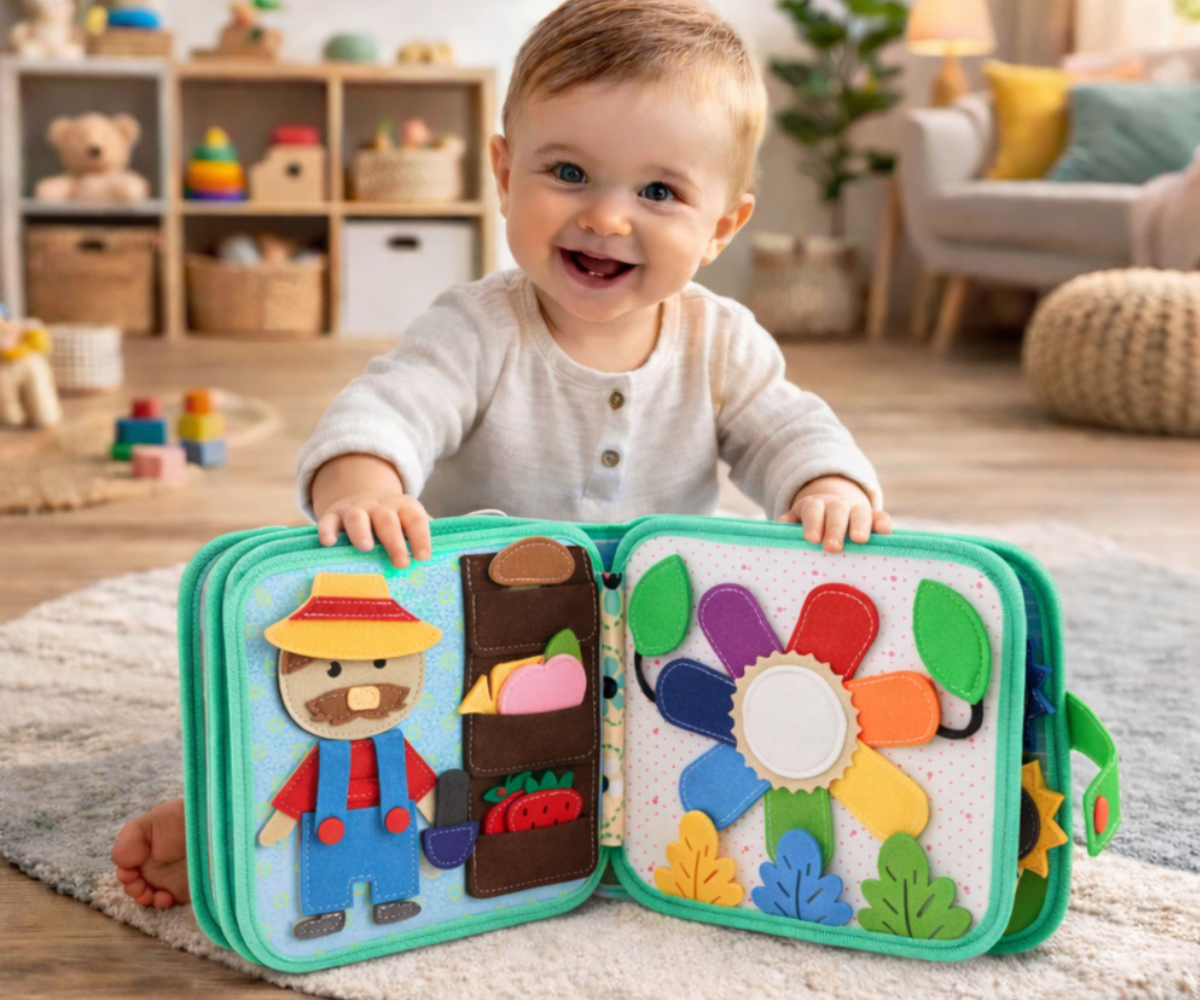 Vildist sensoorne õpiraamat lapsele taluloomade teemaga