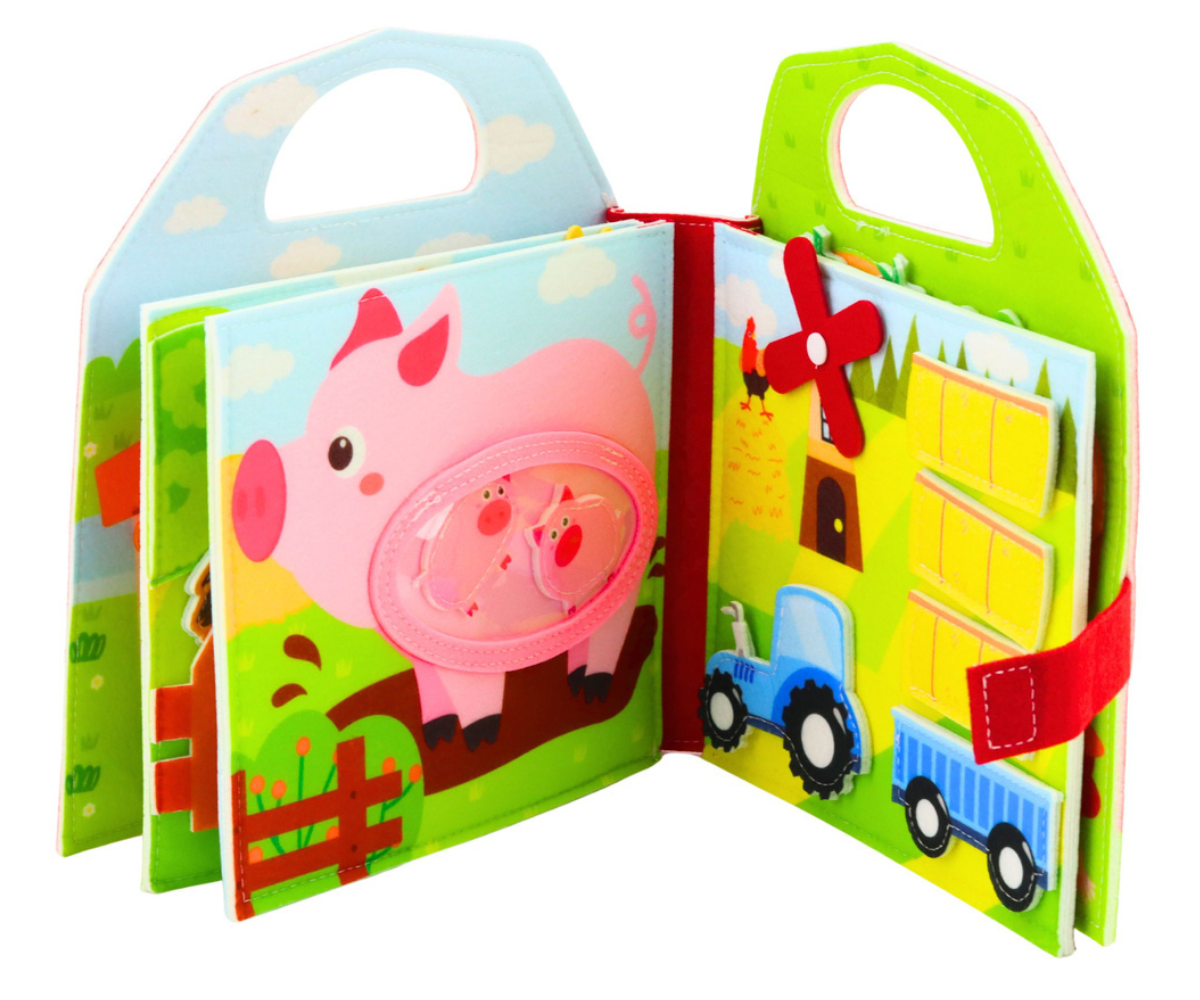 Sensoorne vildiraamat lapsele värvide, loomade ja kujundite õppimiseks