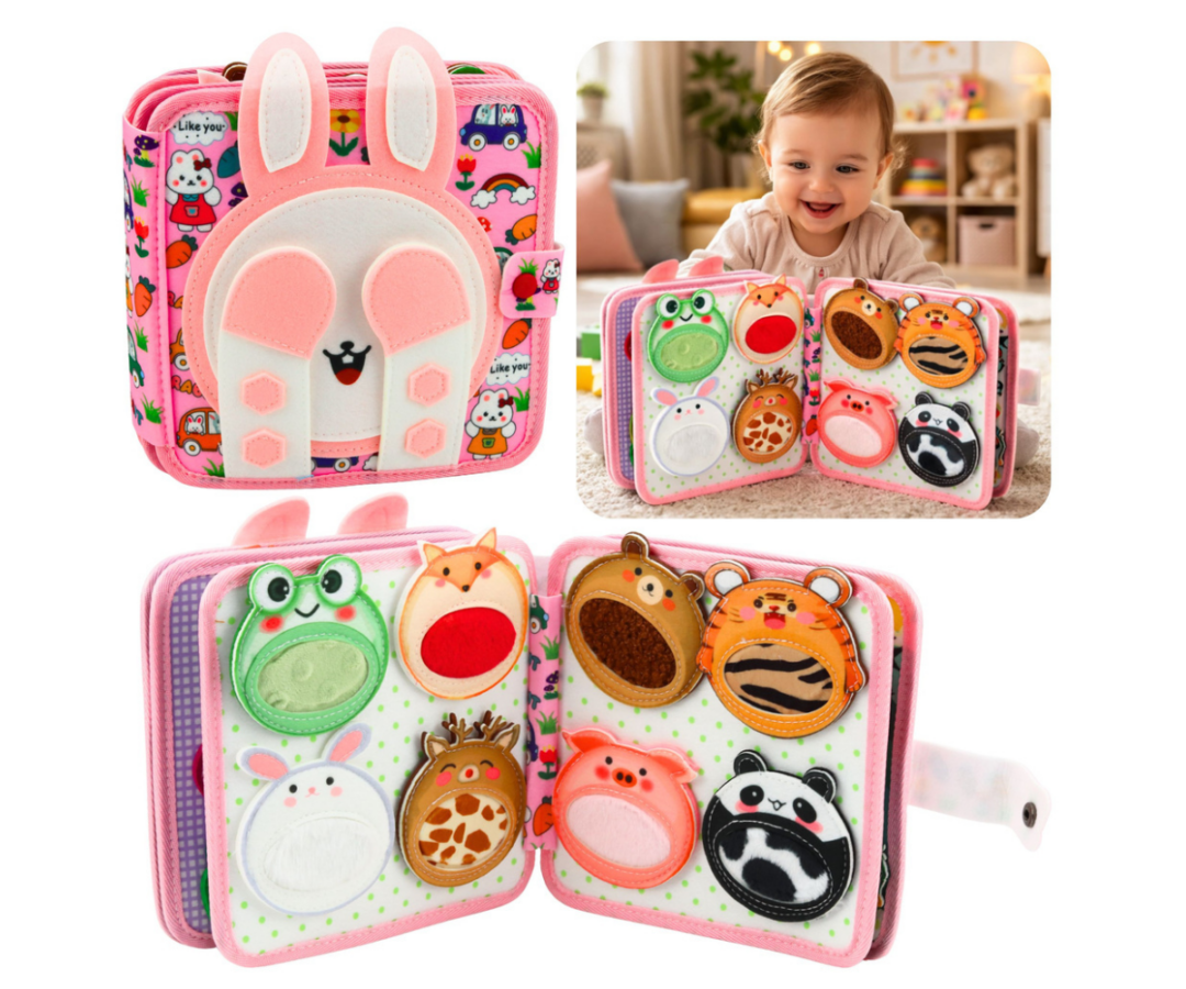 Sensoorne vildiraamat lapsele värvide ja kujundite õppimiseks