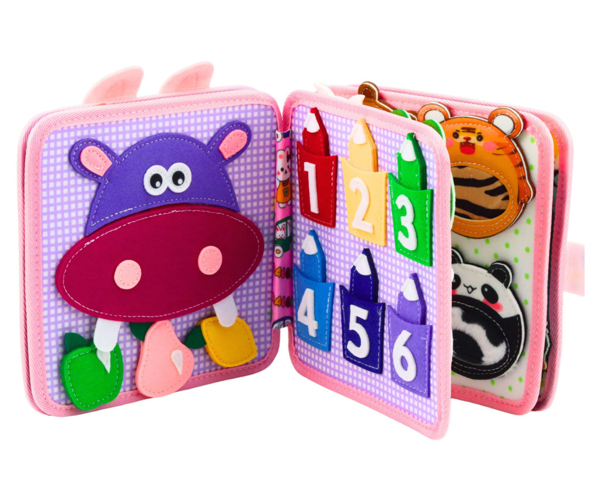 Pehme õpiraamat liigutatavate detailidega väikelapsele