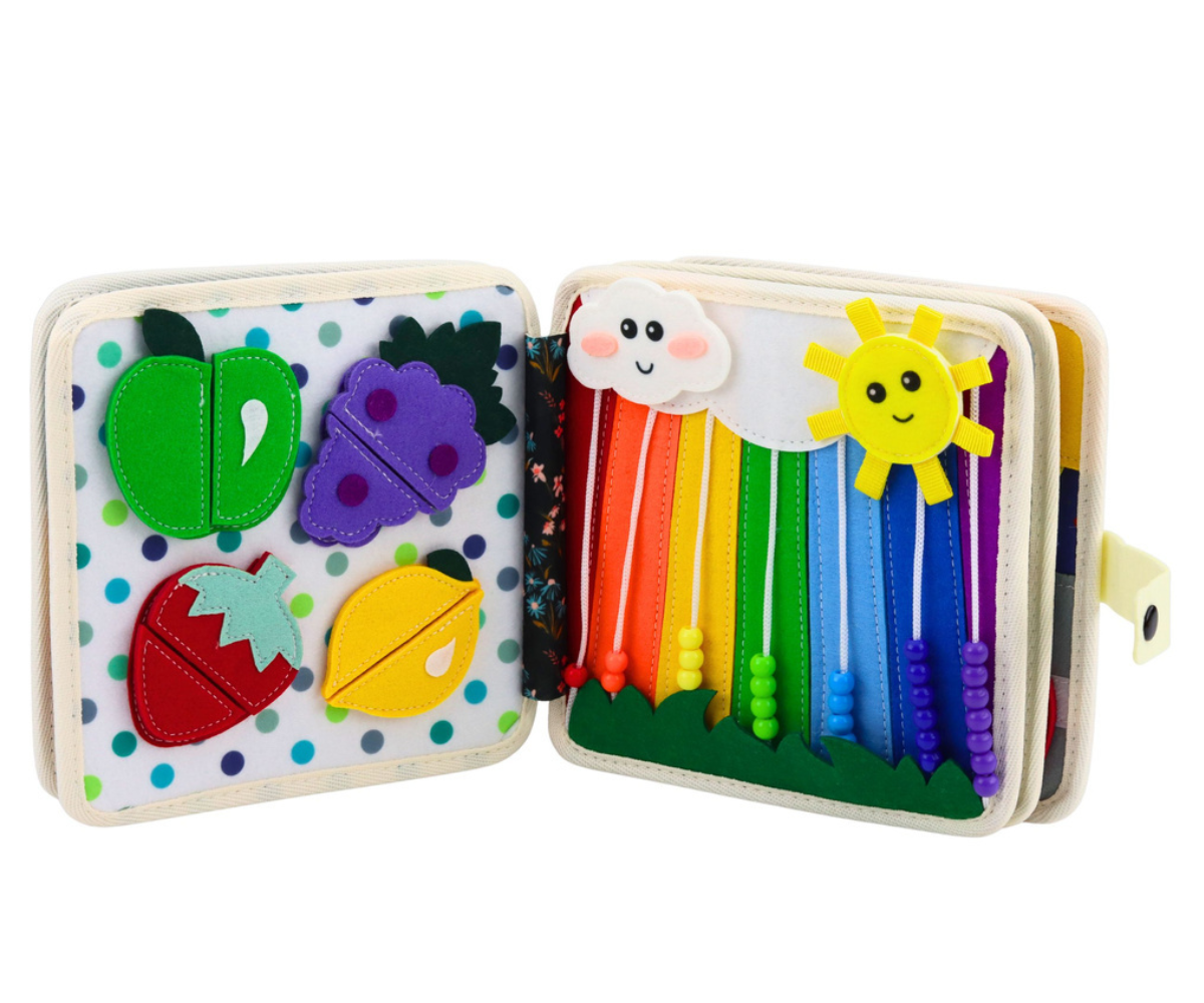 Pehme õpiraamat liigutatavate detailidega väikelapsele