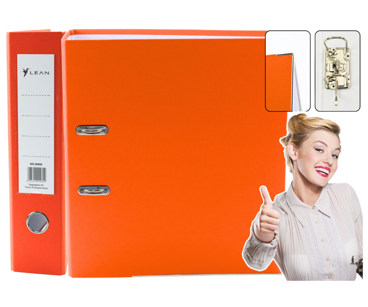 A4 dokumendikaust 75 mm oranž kangmehhanismiga