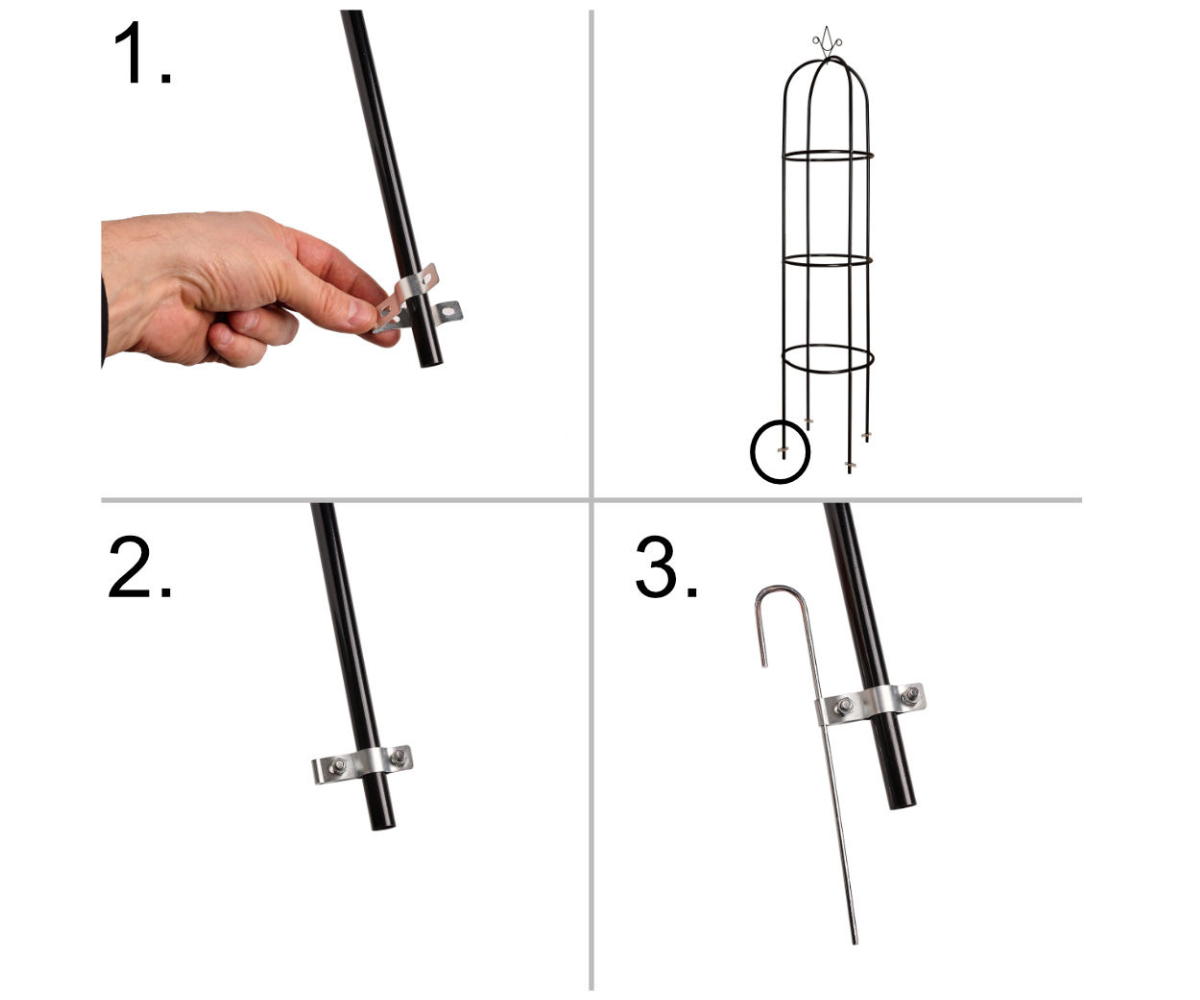 Must metallist taimetugi lillepotti või peenrasse