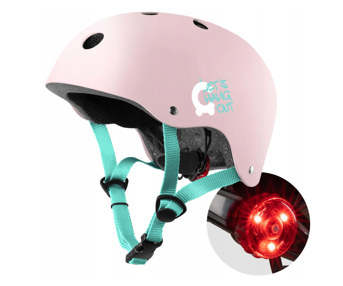 Roosa laste kaitsekiiver LED-tule ja reguleeritava suurusega